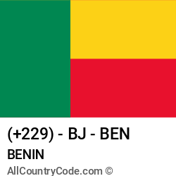 Benin Country and phone Codes : +229, BJ, BEN