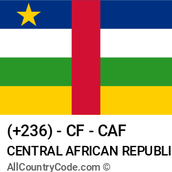Central African Republic Country and phone Codes : +236, CF, CAF