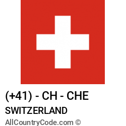 Switzerland Country and phone Codes : +41, CH, CHE