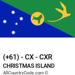 Christmas Island Country and phone Codes : +61, CX, CXR