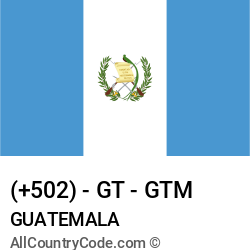 Guatemala Country and phone Codes : +502, GT, GTM