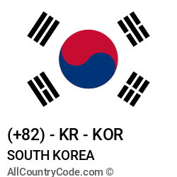 South Korea Country and phone Codes : +82, KR, KOR