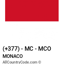 Monaco Country and phone Codes : +377, MC, MCO
