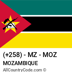 Mozambique Country and phone Codes : +258, MZ, MOZ
