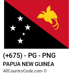 Papua New Guinea Country and phone Codes : +675, PG, PNG