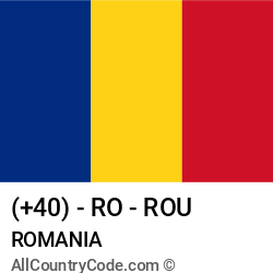 Romania Country and phone Codes : +40, RO, ROU