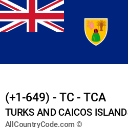 Turks and Caicos Islands Country and phone Codes : +1-649, TC, TCA