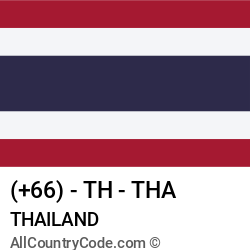 Thailand Country and phone Codes : +66, TH, THA
