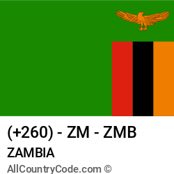 Zambia Country and phone Codes : +260, ZM, ZMB