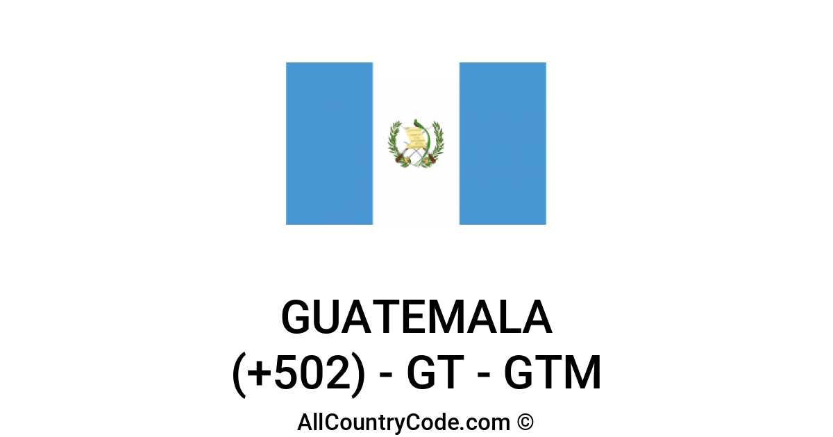 Guatemala 502 GT Country Code (GTM) All Country Code