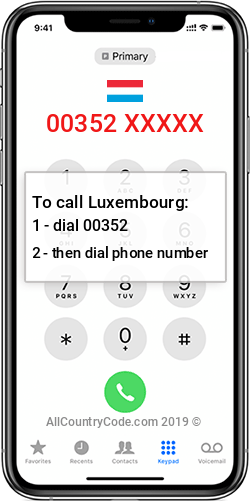 Luxembourg 352 Country Code LU LUX