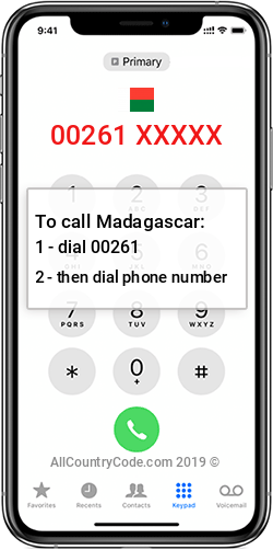 Madagascar 261 Country Code MG MDG