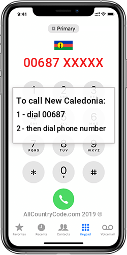 New Caledonia 687 Country Code NC NCL