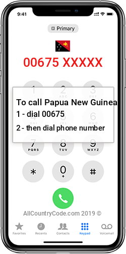 Papua New Guinea 675 Country Code PG PNG