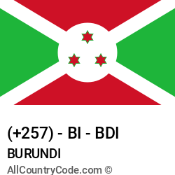 Burundi Country and phone Codes : +257, BI, BDI