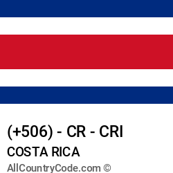 Costa Rica Country and phone Codes : +506, CR, CRI