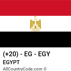 Egypt Country and phone Codes : +20, EG, EGY