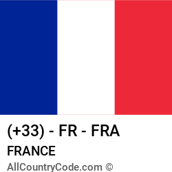 France Country and phone Codes : +33, FR, FRA