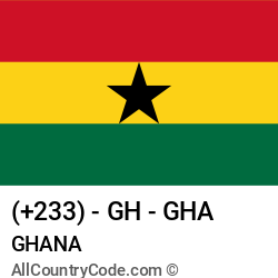 Ghana Country and phone Codes : +233, GH, GHA
