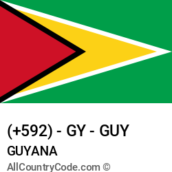 Guyana Country and phone Codes : +592, GY, GUY Guyana Country and phone Codes : +592, GY, GUY