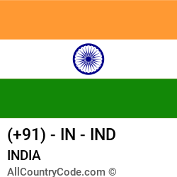 India 91 In Country Code Ind All Country Code