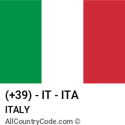 Italy Country and phone Codes : +39, IT, ITA