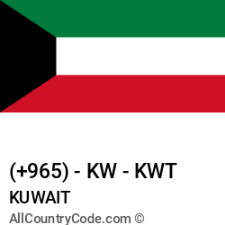 Kuwait Country and phone Codes : +965, KW, KWT