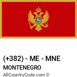 Montenegro Country and phone Codes : +382, ME, MNE