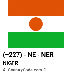 Niger Country and phone Codes : +227, NE, NER