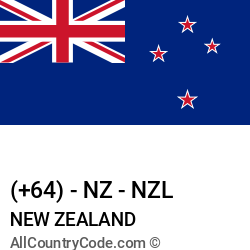New Zealand Country and phone Codes : +64, NZ, NZL