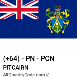 Pitcairn Country and phone Codes : +64, PN, PCN