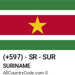 Suriname Country and phone Codes : +597, SR, SUR