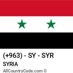 Syria Country and phone Codes : +963, SY, SYR