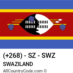 Swaziland Country and phone Codes : +268, SZ, SWZ