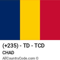 Chad Country and phone Codes : +235, TD, TCD