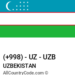 Uzbekistan Country and phone Codes : +998, UZ, UZB