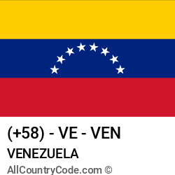 Venezuela Country and phone Codes : +58, VE, VEN