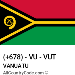 Vanuatu Country and phone Codes : +678, VU, VUT