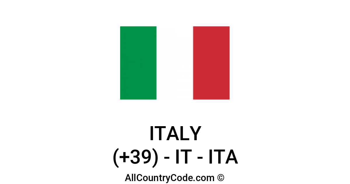 Italy 39 IT Country Code ITA All Country Code