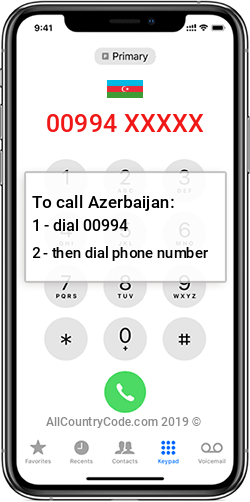 Azerbaijan 994 Country Code AZ AZE