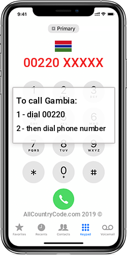Gambia 220 Country Code GM GMB