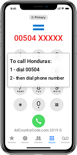 Honduras 504 Country Code HN HND