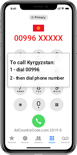 Kyrgyzstan 996 Country Code KG KGZ