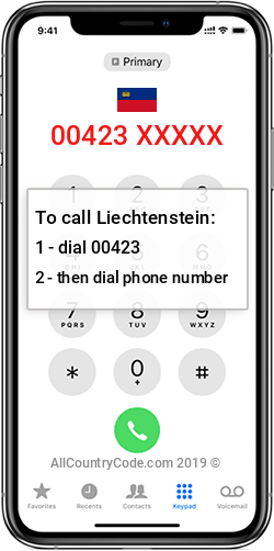 Liechtenstein 423 Country Code LI LIE