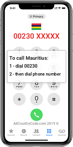 Mauritius 230 Country Code MU MUS