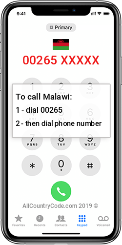 Malawi 265 Country Code MW MWI