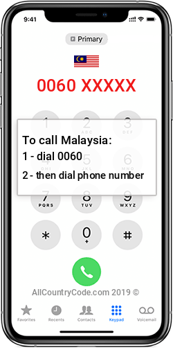 Malaysia 60 MY Country Code (MYS)  All Country Code