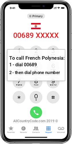 French Polynesia 689 Country Code PF PYF