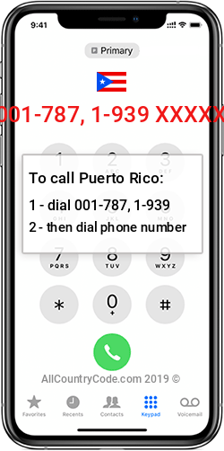Puerto Rico 1-787, 1-939 Country Code PR PRI