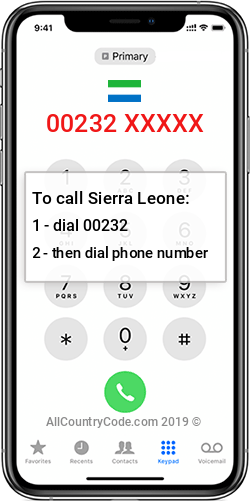 Sierra Leone 232 Country Code SL SLE